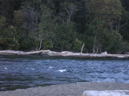 Tidal flow in the lagoon